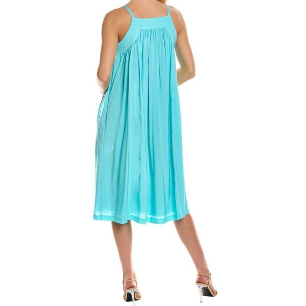 Trina Turk Floret Midi Dress Square Neck Nautical Preppy Tiffany Blue Small - Picture 2 of 9